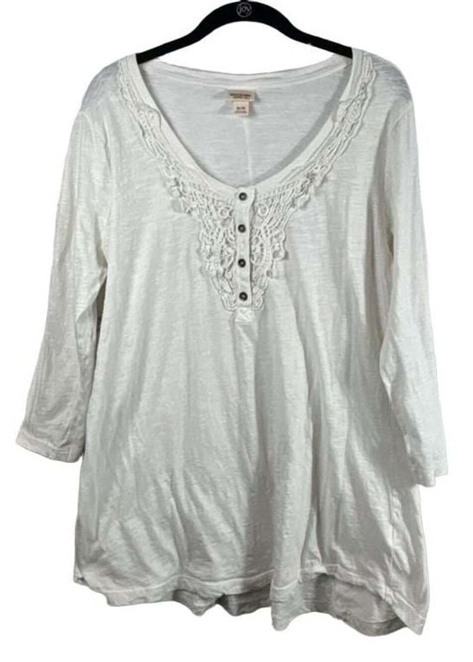 Mossimo Supply Co. Henley Top Size XL White Crochet Lace 3/4 Sleeve